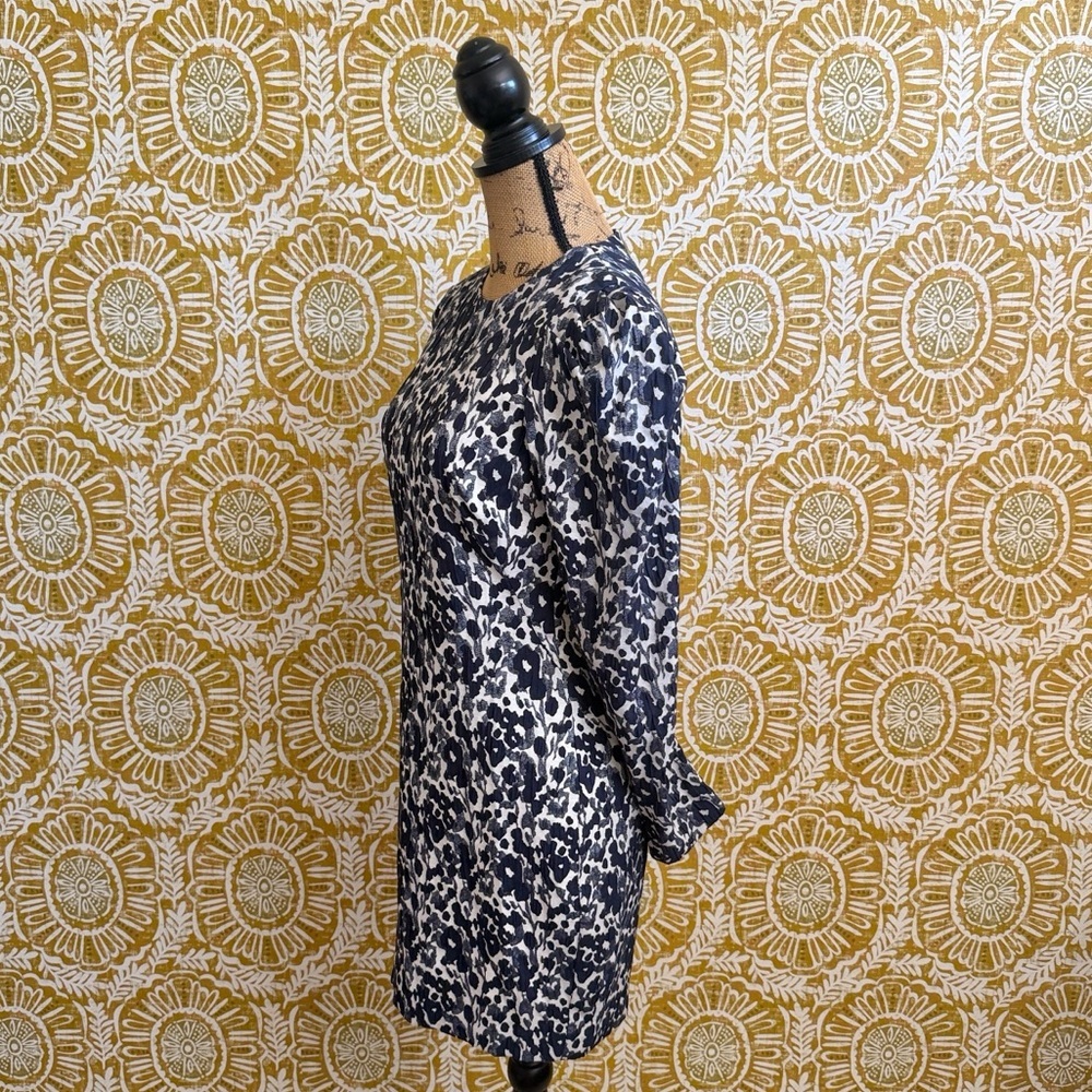 Black Halo Hadley Abstract Floral Long Sleeve Mini Dress in Spotted Vines Sz 6 - Picture 11 of 15